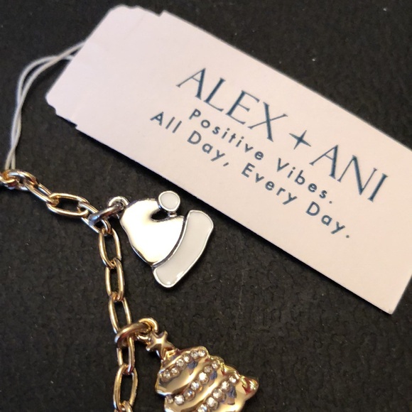 Alex + Ani Shiny Gold Tone Holiday Cheer Multi Charm Bracelet 7 Charms NWT - Picture 7 of 12